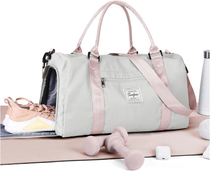 Gym Bag Womens Mens with Shoes Compartment and Wet Pocket Travel Duffel Bag for Women for Plane Sport Gym Tote Bags Swimming Yoga Waterproof Weekend Overnight Carry on Bag Hospital Holdalls