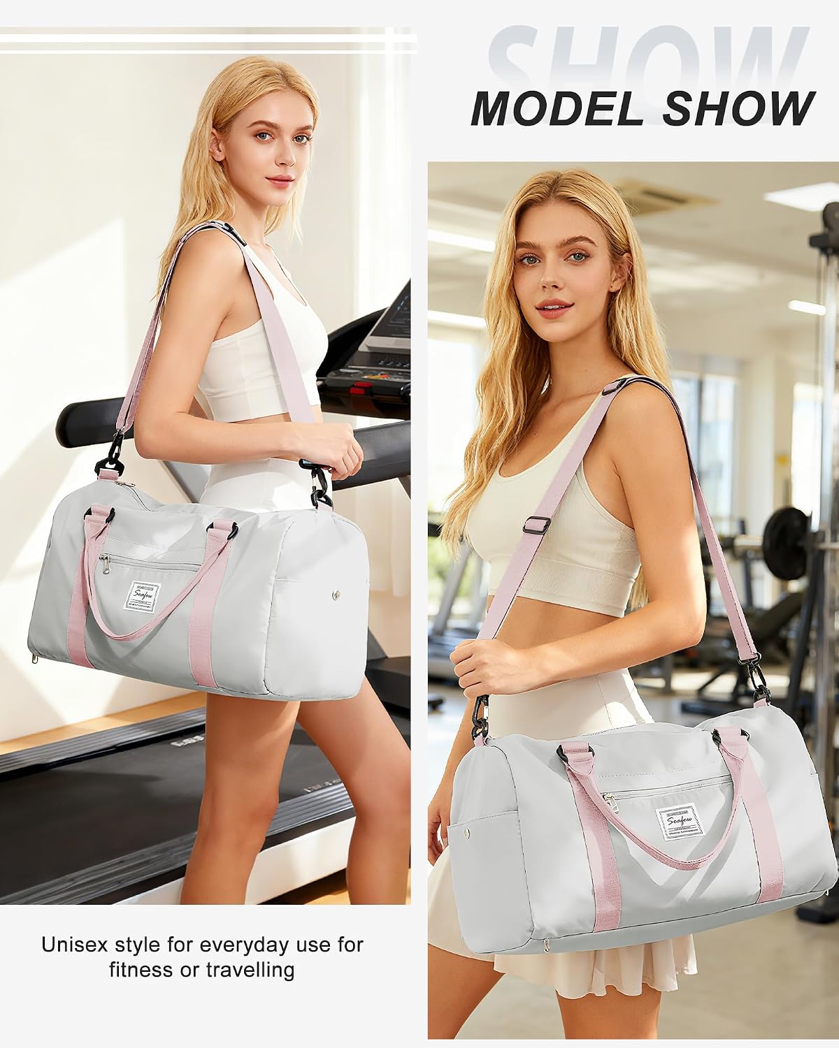 Gym Bag Womens Mens with Shoes Compartment and Wet Pocket Travel Duffel Bag for Women for Plane Sport Gym Tote Bags Swimming Yoga Waterproof Weekend Overnight Carry on Bag Hospital Holdalls