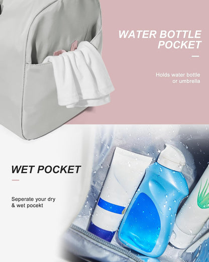 Gym Bag Womens Mens with Shoes Compartment and Wet Pocket Travel Duffel Bag for Women for Plane Sport Gym Tote Bags Swimming Yoga Waterproof Weekend Overnight Carry on Bag Hospital Holdalls