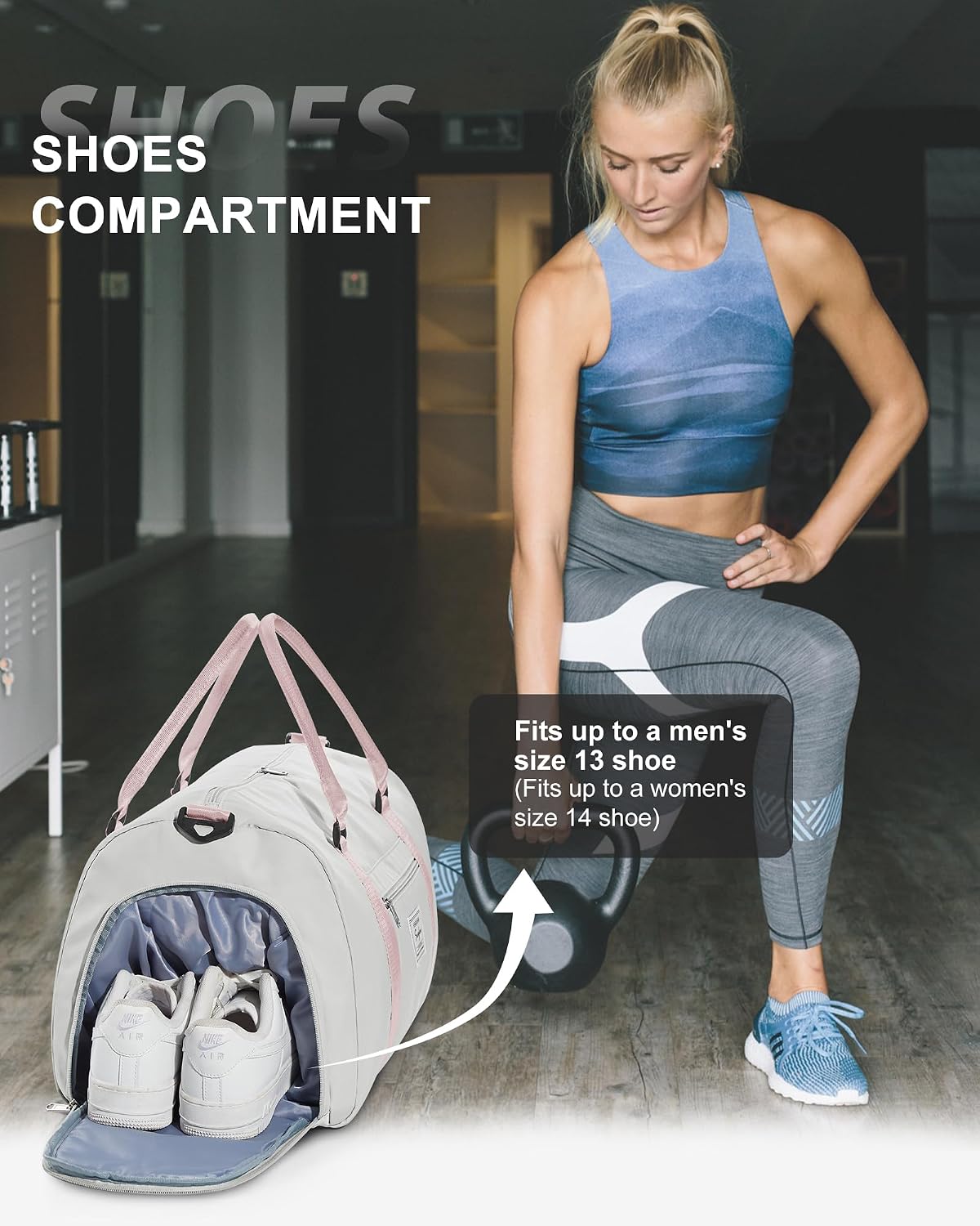 Gym Bag Womens Mens with Shoes Compartment and Wet Pocket Travel Duffel Bag for Women for Plane Sport Gym Tote Bags Swimming Yoga Waterproof Weekend Overnight Carry on Bag Hospital Holdalls