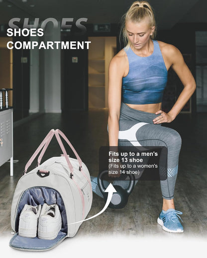 Gym Bag Womens Mens with Shoes Compartment and Wet Pocket Travel Duffel Bag for Women for Plane Sport Gym Tote Bags Swimming Yoga Waterproof Weekend Overnight Carry on Bag Hospital Holdalls