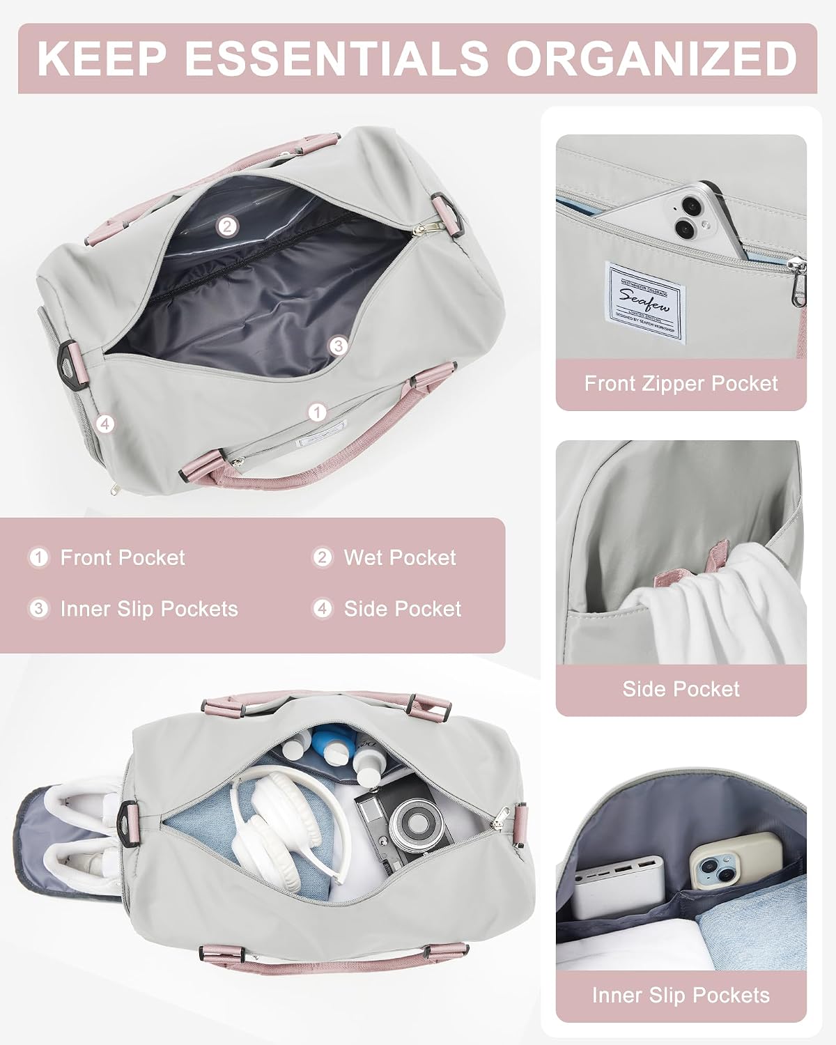 Gym Bag Womens Mens with Shoes Compartment and Wet Pocket Travel Duffel Bag for Women for Plane Sport Gym Tote Bags Swimming Yoga Waterproof Weekend Overnight Carry on Bag Hospital Holdalls