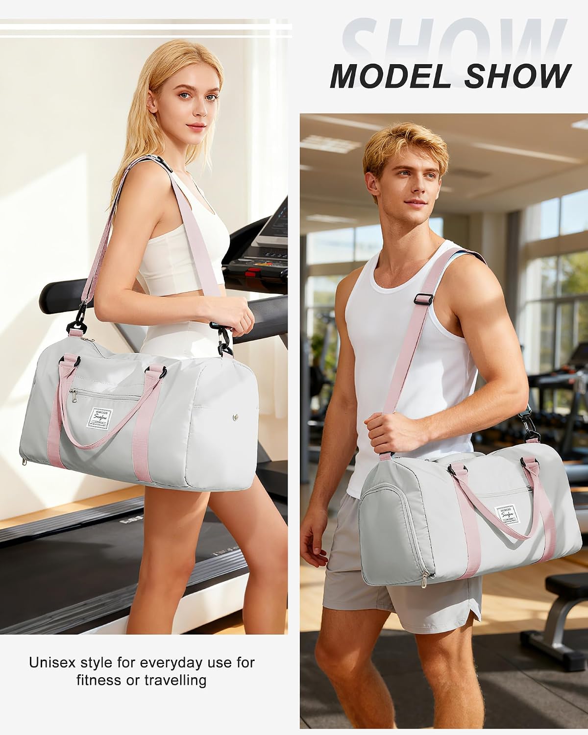 Gym Bag Womens Mens with Shoes Compartment and Wet Pocket Travel Duffel Bag for Women for Plane Sport Gym Tote Bags Swimming Yoga Waterproof Weekend Overnight Carry on Bag Hospital Holdalls