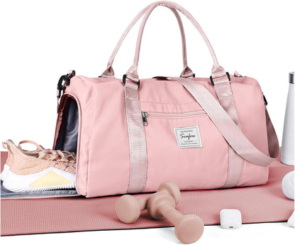 Gym Bag Womens Mens with Shoes Compartment and Wet Pocket Travel Duffel Bag for Women for Plane Sport Gym Tote Bags Swimming Yoga Waterproof Weekend Overnight Carry on Bag Hospital Holdalls