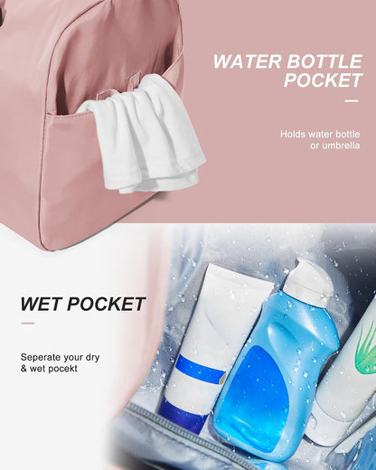 Gym Bag Womens Mens with Shoes Compartment and Wet Pocket Travel Duffel Bag for Women for Plane Sport Gym Tote Bags Swimming Yoga Waterproof Weekend Overnight Carry on Bag Hospital Holdalls
