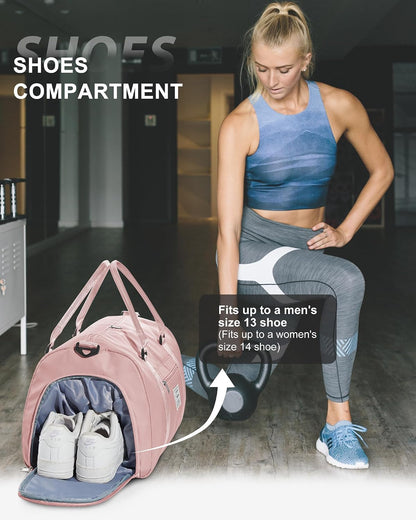 Gym Bag Womens Mens with Shoes Compartment and Wet Pocket Travel Duffel Bag for Women for Plane Sport Gym Tote Bags Swimming Yoga Waterproof Weekend Overnight Carry on Bag Hospital Holdalls