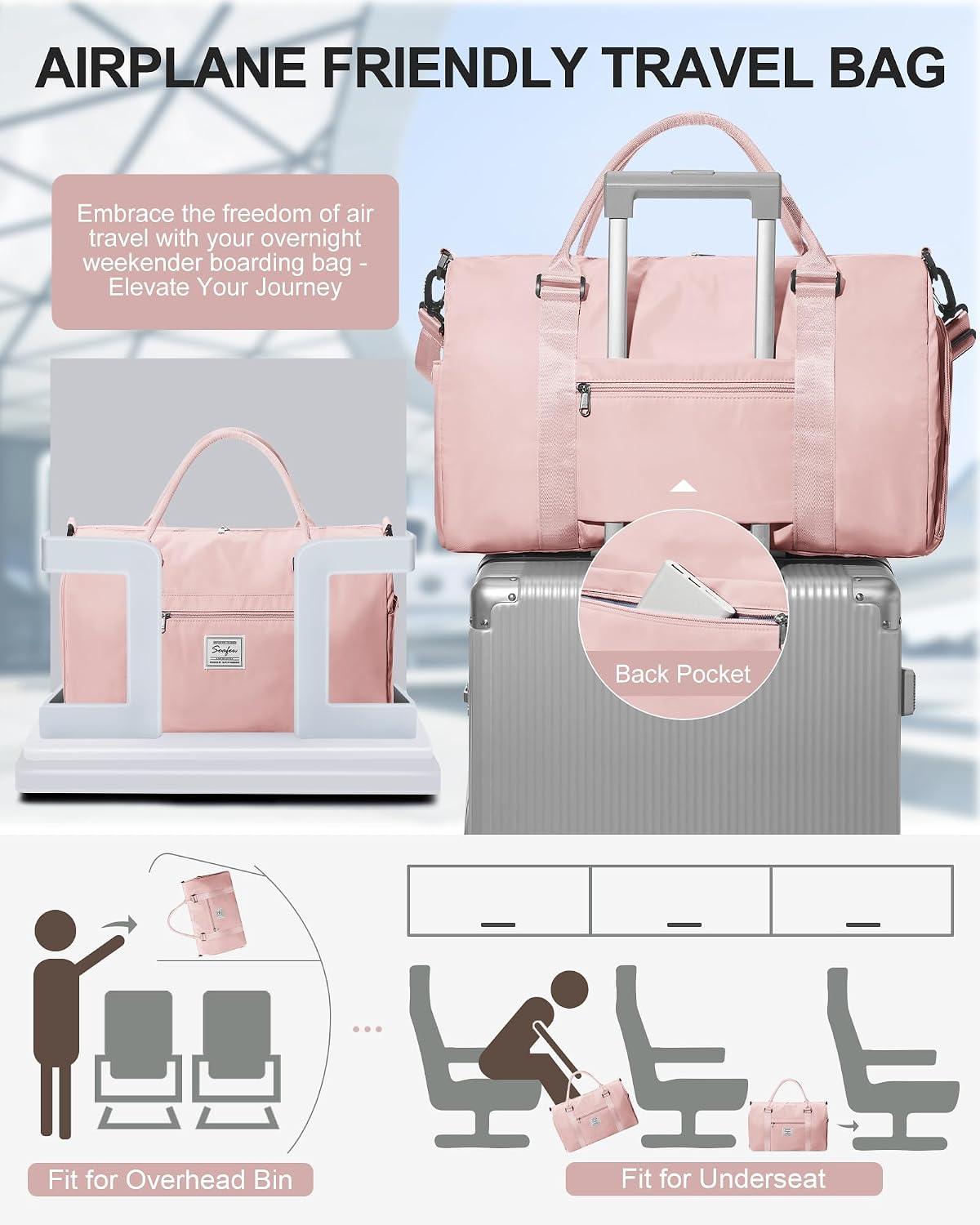 Gym Bag Womens Mens with Shoes Compartment and Wet Pocket Travel Duffel Bag for Women for Plane Sport Gym Tote Bags Swimming Yoga Waterproof Weekend Overnight Carry on Bag Hospital Holdalls