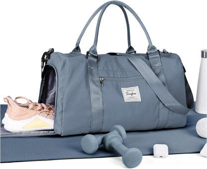Gym Bag Womens Mens with Shoes Compartment and Wet Pocket Travel Duffel Bag for Women for Plane Sport Gym Tote Bags Swimming Yoga Waterproof Weekend Overnight Carry on Bag Hospital Holdalls