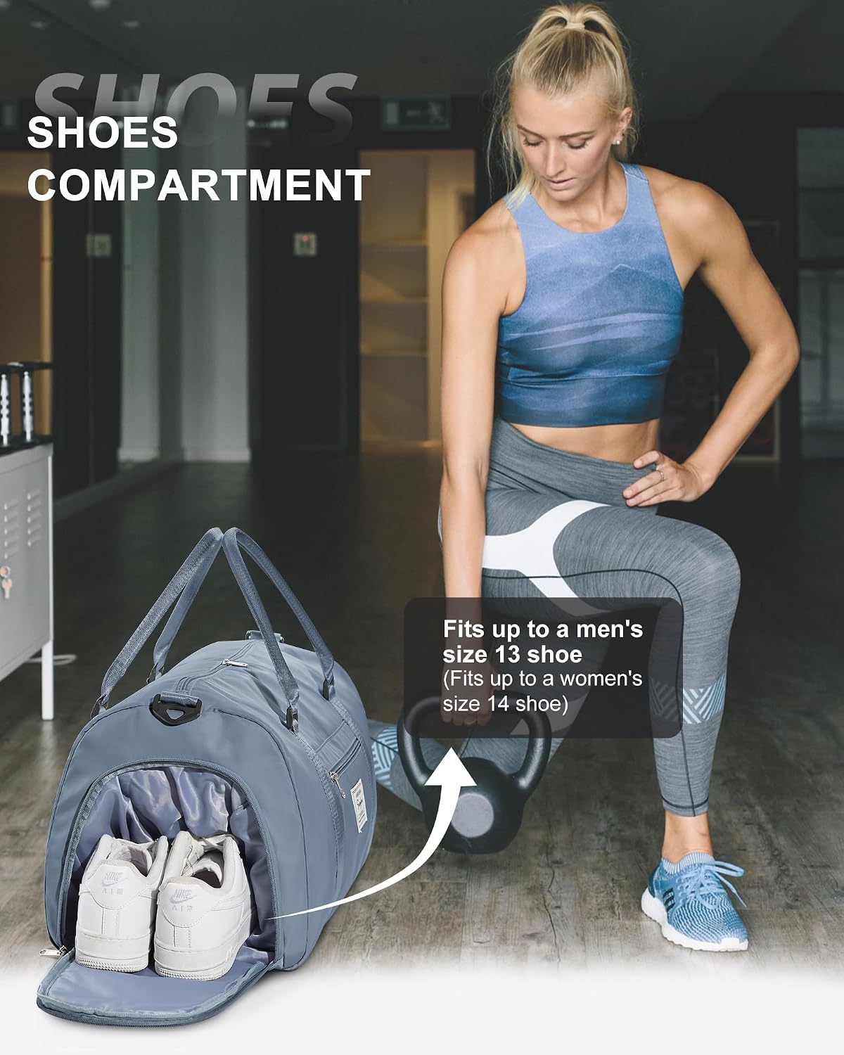 Gym Bag Womens Mens with Shoes Compartment and Wet Pocket Travel Duffel Bag for Women for Plane Sport Gym Tote Bags Swimming Yoga Waterproof Weekend Overnight Carry on Bag Hospital Holdalls