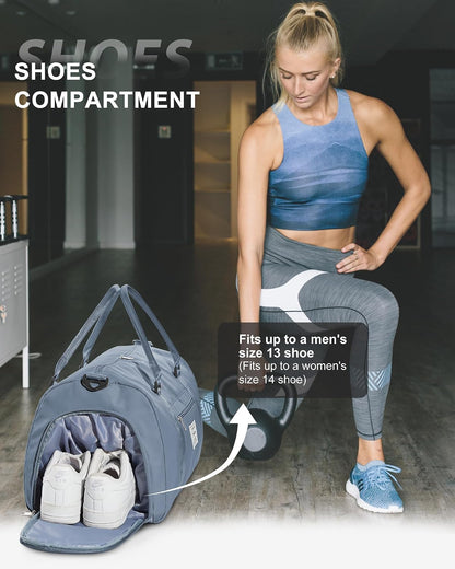 Gym Bag Womens Mens with Shoes Compartment and Wet Pocket Travel Duffel Bag for Women for Plane Sport Gym Tote Bags Swimming Yoga Waterproof Weekend Overnight Carry on Bag Hospital Holdalls