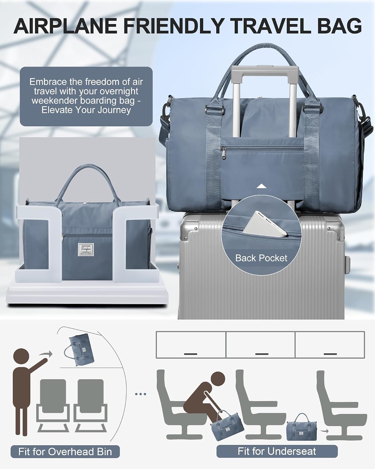 Gym Bag Womens Mens with Shoes Compartment and Wet Pocket Travel Duffel Bag for Women for Plane Sport Gym Tote Bags Swimming Yoga Waterproof Weekend Overnight Carry on Bag Hospital Holdalls
