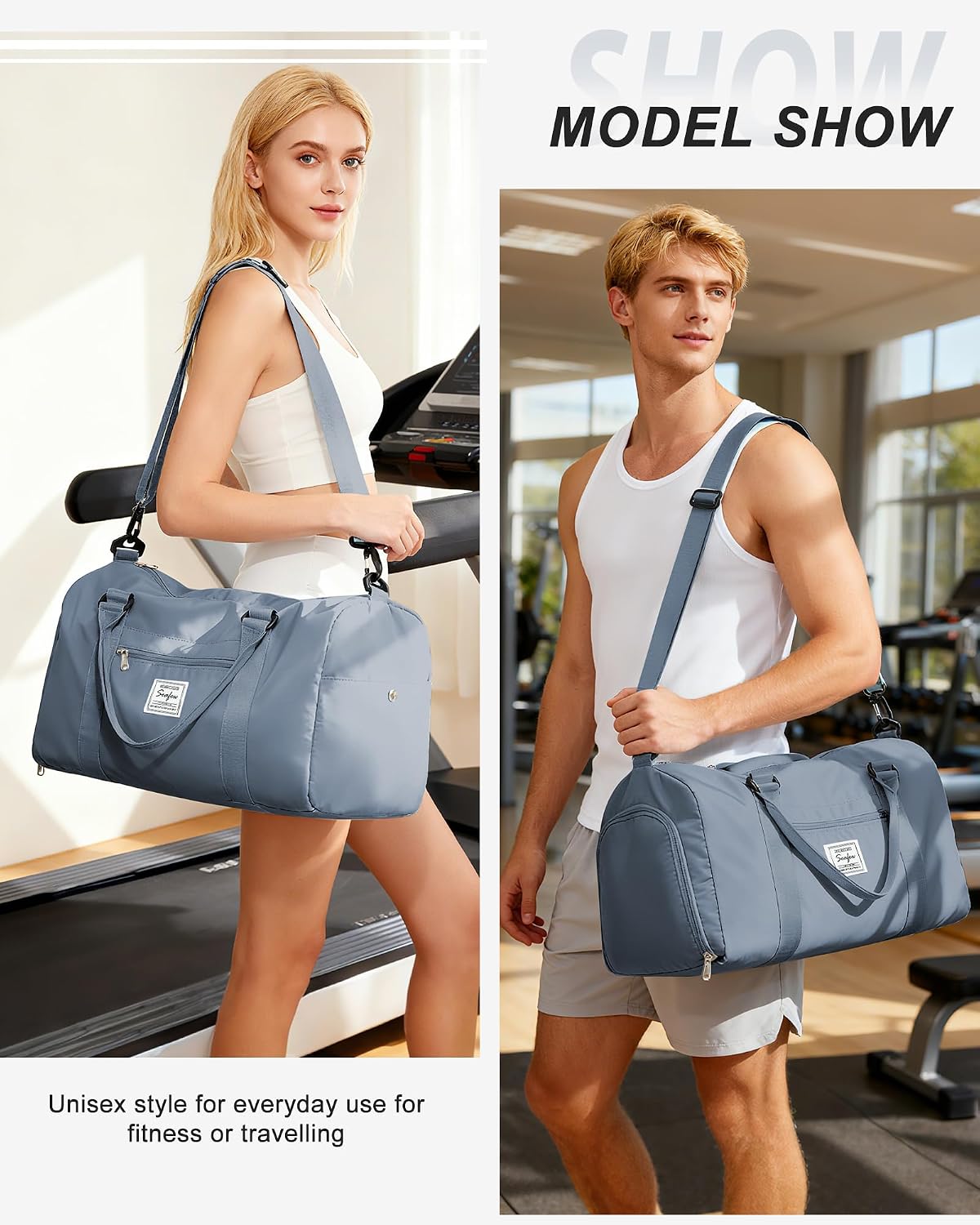 Gym Bag Womens Mens with Shoes Compartment and Wet Pocket Travel Duffel Bag for Women for Plane Sport Gym Tote Bags Swimming Yoga Waterproof Weekend Overnight Carry on Bag Hospital Holdalls