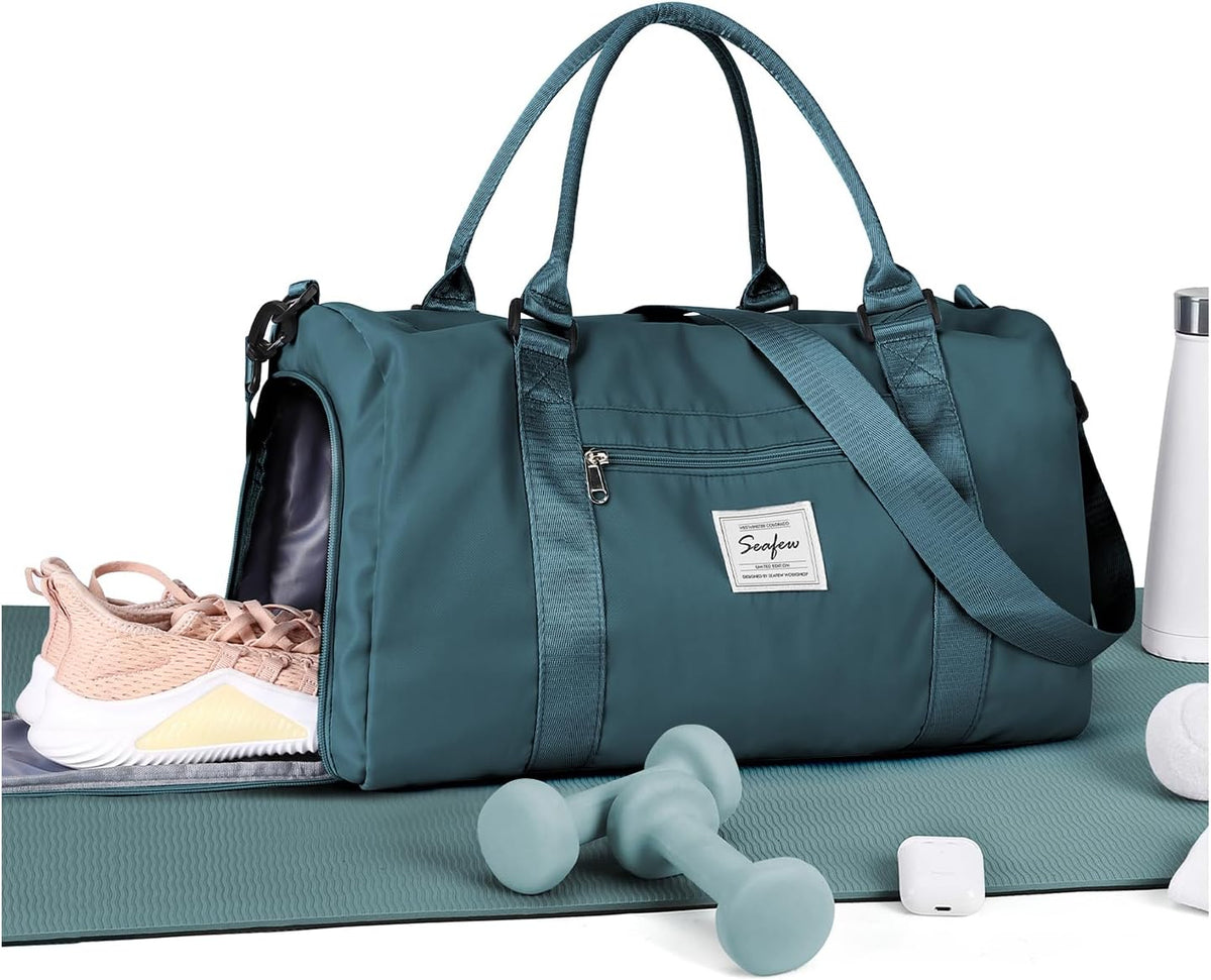 Gym Bag Womens Mens with Shoes Compartment and Wet Pocket Travel Duffel Bag for Women for Plane Sport Gym Tote Bags Swimming Yoga Waterproof Weekend Overnight Carry on Bag Hospital Holdalls