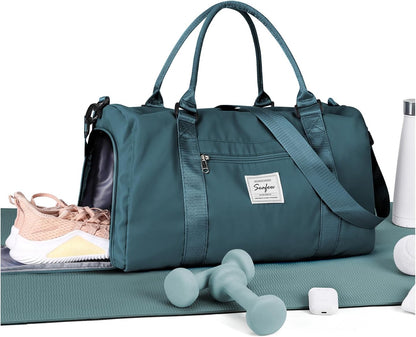 Gym Bag Womens Mens with Shoes Compartment and Wet Pocket Travel Duffel Bag for Women for Plane Sport Gym Tote Bags Swimming Yoga Waterproof Weekend Overnight Carry on Bag Hospital Holdalls