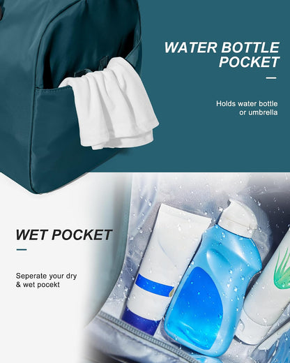 Gym Bag Womens Mens with Shoes Compartment and Wet Pocket Travel Duffel Bag for Women for Plane Sport Gym Tote Bags Swimming Yoga Waterproof Weekend Overnight Carry on Bag Hospital Holdalls