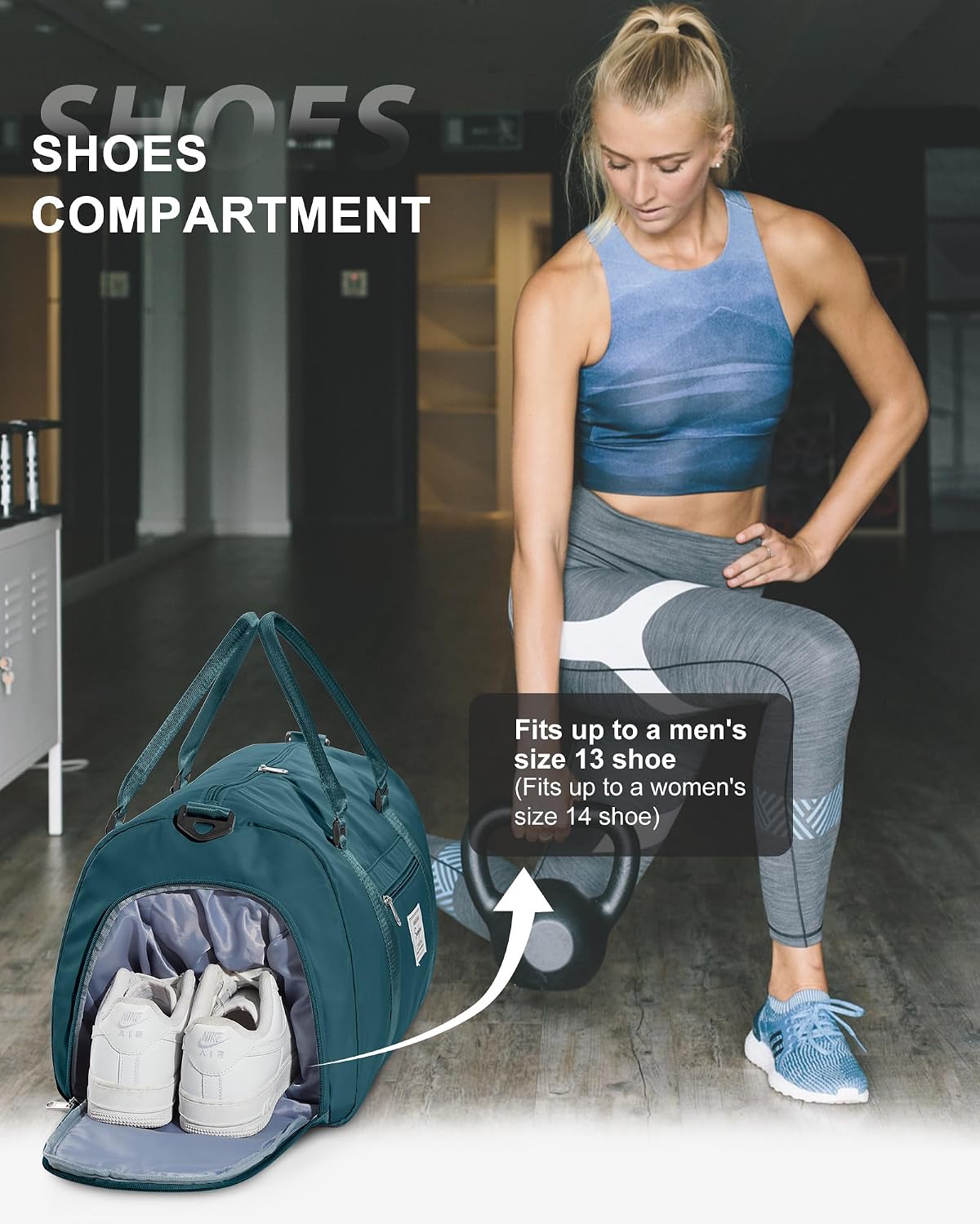 Gym Bag Womens Mens with Shoes Compartment and Wet Pocket Travel Duffel Bag for Women for Plane Sport Gym Tote Bags Swimming Yoga Waterproof Weekend Overnight Carry on Bag Hospital Holdalls