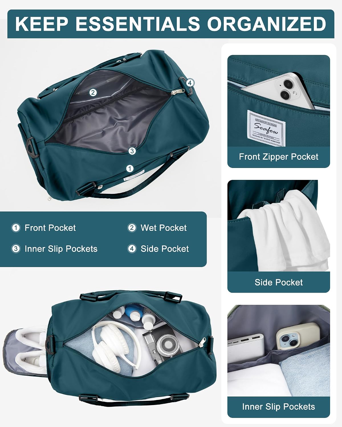 Gym Bag Womens Mens with Shoes Compartment and Wet Pocket Travel Duffel Bag for Women for Plane Sport Gym Tote Bags Swimming Yoga Waterproof Weekend Overnight Carry on Bag Hospital Holdalls