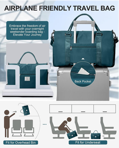 Gym Bag Womens Mens with Shoes Compartment and Wet Pocket Travel Duffel Bag for Women for Plane Sport Gym Tote Bags Swimming Yoga Waterproof Weekend Overnight Carry on Bag Hospital Holdalls
