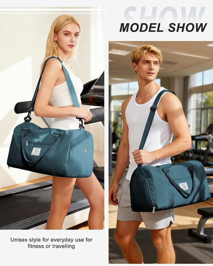 Gym Bag Womens Mens with Shoes Compartment and Wet Pocket Travel Duffel Bag for Women for Plane Sport Gym Tote Bags Swimming Yoga Waterproof Weekend Overnight Carry on Bag Hospital Holdalls