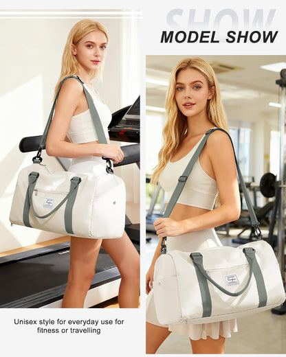 Gym Bag Womens Mens with Shoes Compartment and Wet Pocket Travel Duffel Bag for Women for Plane Sport Gym Tote Bags Swimming Yoga Waterproof Weekend Overnight Carry on Bag Hospital Holdalls