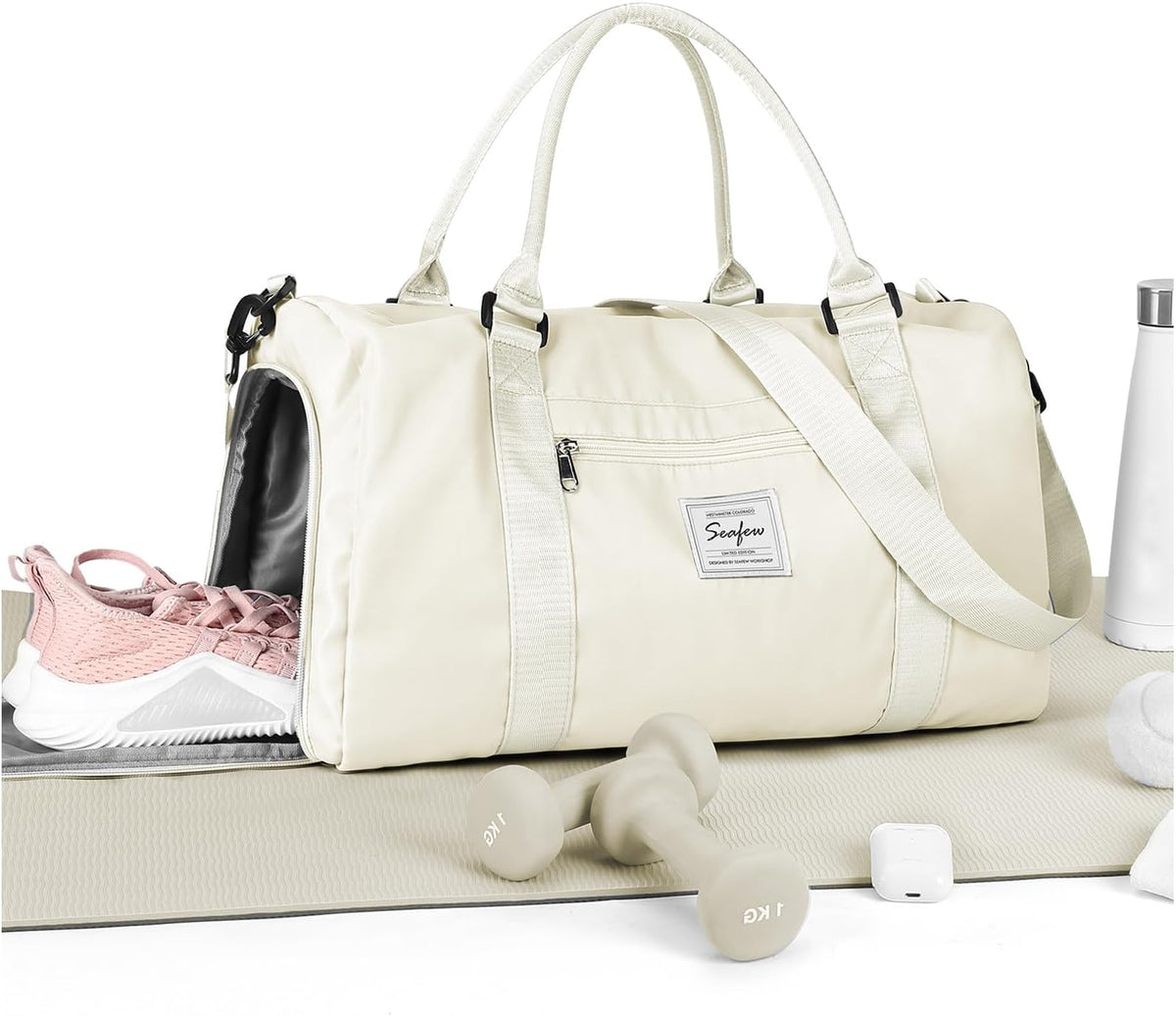 Gym Bag Womens Mens with Shoes Compartment and Wet Pocket Travel Duffel Bag for Women for Plane Sport Gym Tote Bags Swimming Yoga Waterproof Weekend Overnight Carry on Bag Hospital Holdalls