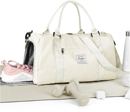 Gym Bag Womens Mens with Shoes Compartment and Wet Pocket Travel Duffel Bag for Women for Plane Sport Gym Tote Bags Swimming Yoga Waterproof Weekend Overnight Carry on Bag Hospital Holdalls