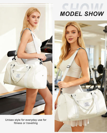 Gym Bag Womens Mens with Shoes Compartment and Wet Pocket Travel Duffel Bag for Women for Plane Sport Gym Tote Bags Swimming Yoga Waterproof Weekend Overnight Carry on Bag Hospital Holdalls