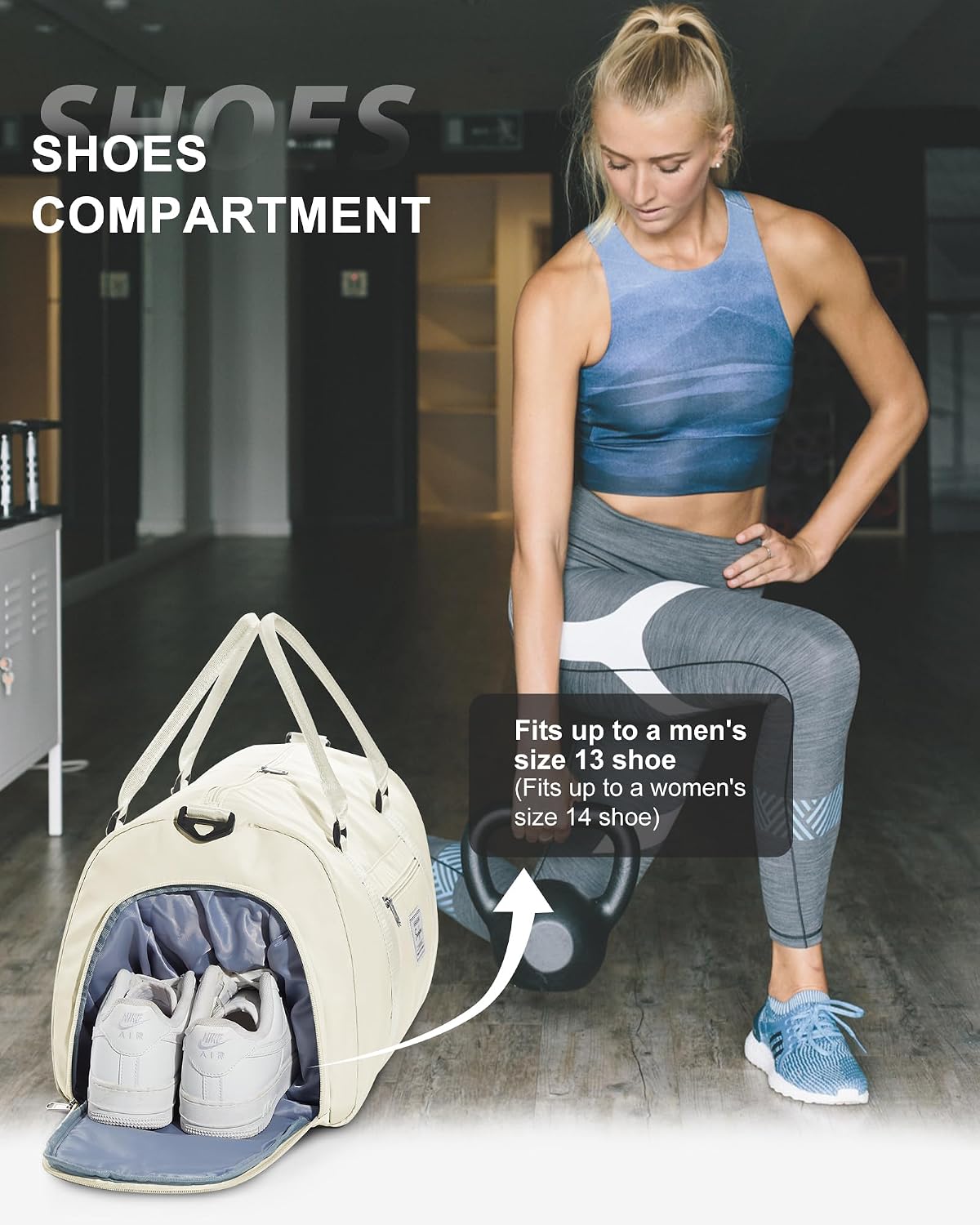 Gym Bag Womens Mens with Shoes Compartment and Wet Pocket Travel Duffel Bag for Women for Plane Sport Gym Tote Bags Swimming Yoga Waterproof Weekend Overnight Carry on Bag Hospital Holdalls