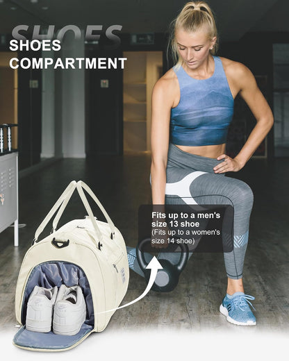 Gym Bag Womens Mens with Shoes Compartment and Wet Pocket Travel Duffel Bag for Women for Plane Sport Gym Tote Bags Swimming Yoga Waterproof Weekend Overnight Carry on Bag Hospital Holdalls