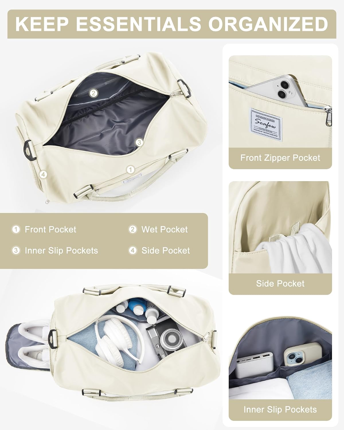 Gym Bag Womens Mens with Shoes Compartment and Wet Pocket Travel Duffel Bag for Women for Plane Sport Gym Tote Bags Swimming Yoga Waterproof Weekend Overnight Carry on Bag Hospital Holdalls
