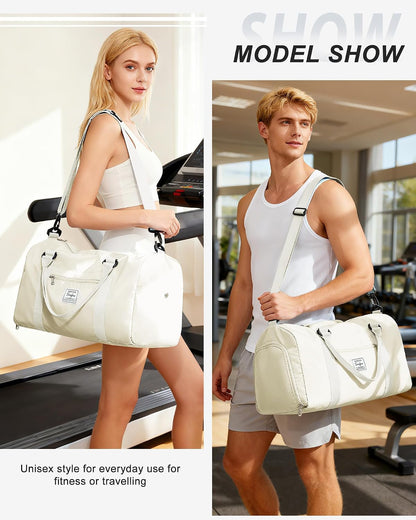 Gym Bag Womens Mens with Shoes Compartment and Wet Pocket Travel Duffel Bag for Women for Plane Sport Gym Tote Bags Swimming Yoga Waterproof Weekend Overnight Carry on Bag Hospital Holdalls