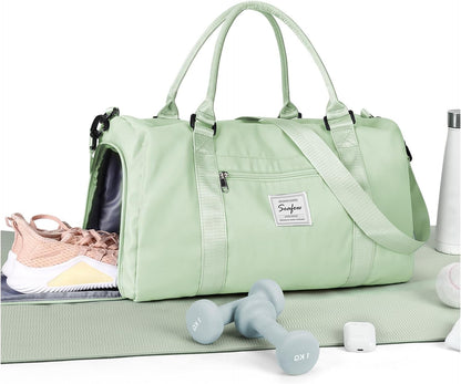 Gym Bag Womens Mens with Shoes Compartment and Wet Pocket Travel Duffel Bag for Women for Plane Sport Gym Tote Bags Swimming Yoga Waterproof Weekend Overnight Carry on Bag Hospital Holdalls