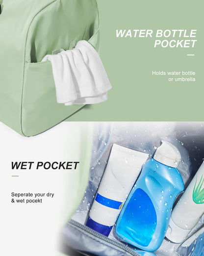 Gym Bag Womens Mens with Shoes Compartment and Wet Pocket Travel Duffel Bag for Women for Plane Sport Gym Tote Bags Swimming Yoga Waterproof Weekend Overnight Carry on Bag Hospital Holdalls