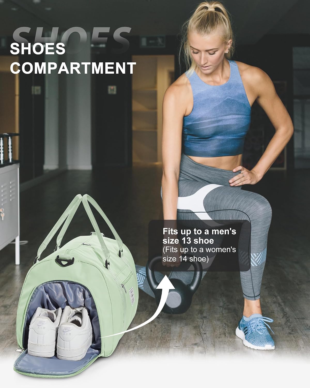 Gym Bag Womens Mens with Shoes Compartment and Wet Pocket Travel Duffel Bag for Women for Plane Sport Gym Tote Bags Swimming Yoga Waterproof Weekend Overnight Carry on Bag Hospital Holdalls