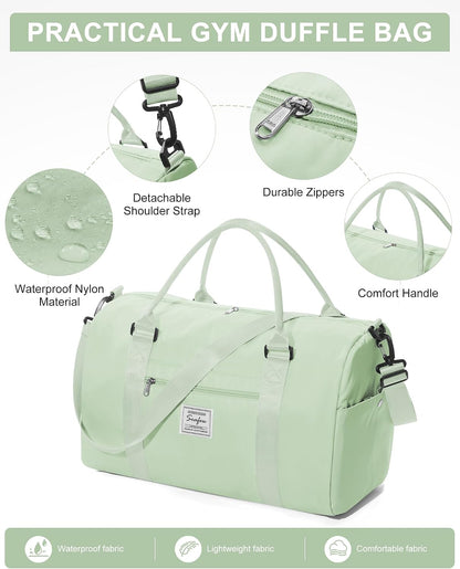 Gym Bag Womens Mens with Shoes Compartment and Wet Pocket Travel Duffel Bag for Women for Plane Sport Gym Tote Bags Swimming Yoga Waterproof Weekend Overnight Carry on Bag Hospital Holdalls