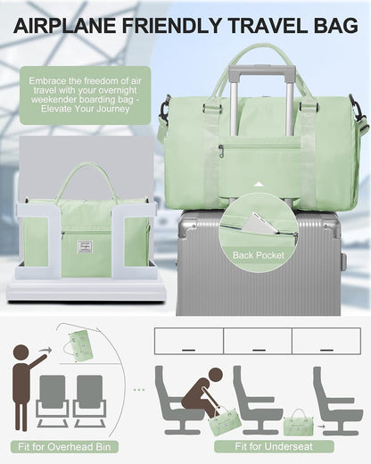 Gym Bag Womens Mens with Shoes Compartment and Wet Pocket Travel Duffel Bag for Women for Plane Sport Gym Tote Bags Swimming Yoga Waterproof Weekend Overnight Carry on Bag Hospital Holdalls