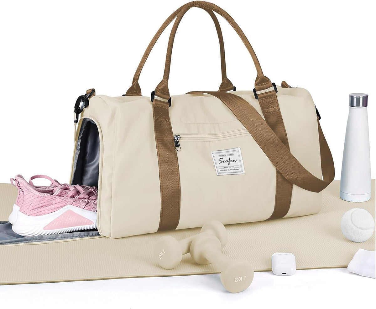 Gym Bag Womens Mens with Shoes Compartment and Wet Pocket Travel Duffel Bag for Women for Plane Sport Gym Tote Bags Swimming Yoga Waterproof Weekend Overnight Carry on Bag Hospital Holdalls