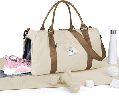 Gym Bag Womens Mens with Shoes Compartment and Wet Pocket Travel Duffel Bag for Women for Plane Sport Gym Tote Bags Swimming Yoga Waterproof Weekend Overnight Carry on Bag Hospital Holdalls