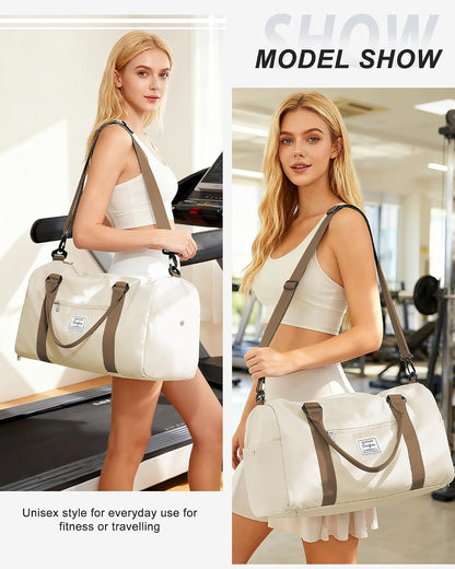 Gym Bag Womens Mens with Shoes Compartment and Wet Pocket Travel Duffel Bag for Women for Plane Sport Gym Tote Bags Swimming Yoga Waterproof Weekend Overnight Carry on Bag Hospital Holdalls