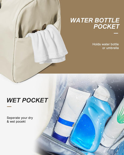 Gym Bag Womens Mens with Shoes Compartment and Wet Pocket Travel Duffel Bag for Women for Plane Sport Gym Tote Bags Swimming Yoga Waterproof Weekend Overnight Carry on Bag Hospital Holdalls