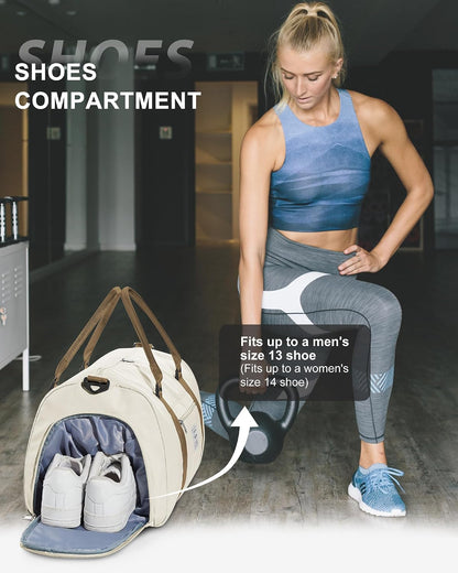 Gym Bag Womens Mens with Shoes Compartment and Wet Pocket Travel Duffel Bag for Women for Plane Sport Gym Tote Bags Swimming Yoga Waterproof Weekend Overnight Carry on Bag Hospital Holdalls