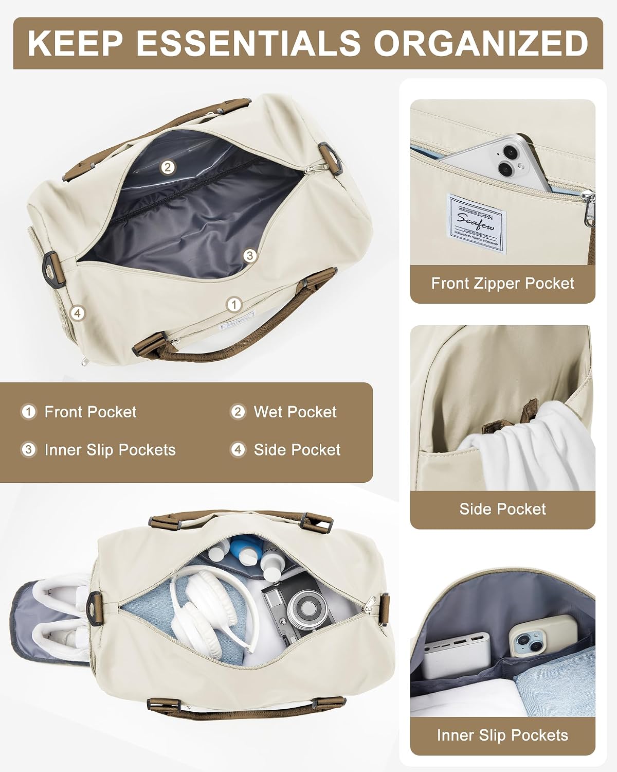 Gym Bag Womens Mens with Shoes Compartment and Wet Pocket Travel Duffel Bag for Women for Plane Sport Gym Tote Bags Swimming Yoga Waterproof Weekend Overnight Carry on Bag Hospital Holdalls