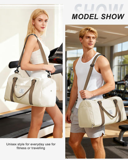 Gym Bag Womens Mens with Shoes Compartment and Wet Pocket Travel Duffel Bag for Women for Plane Sport Gym Tote Bags Swimming Yoga Waterproof Weekend Overnight Carry on Bag Hospital Holdalls