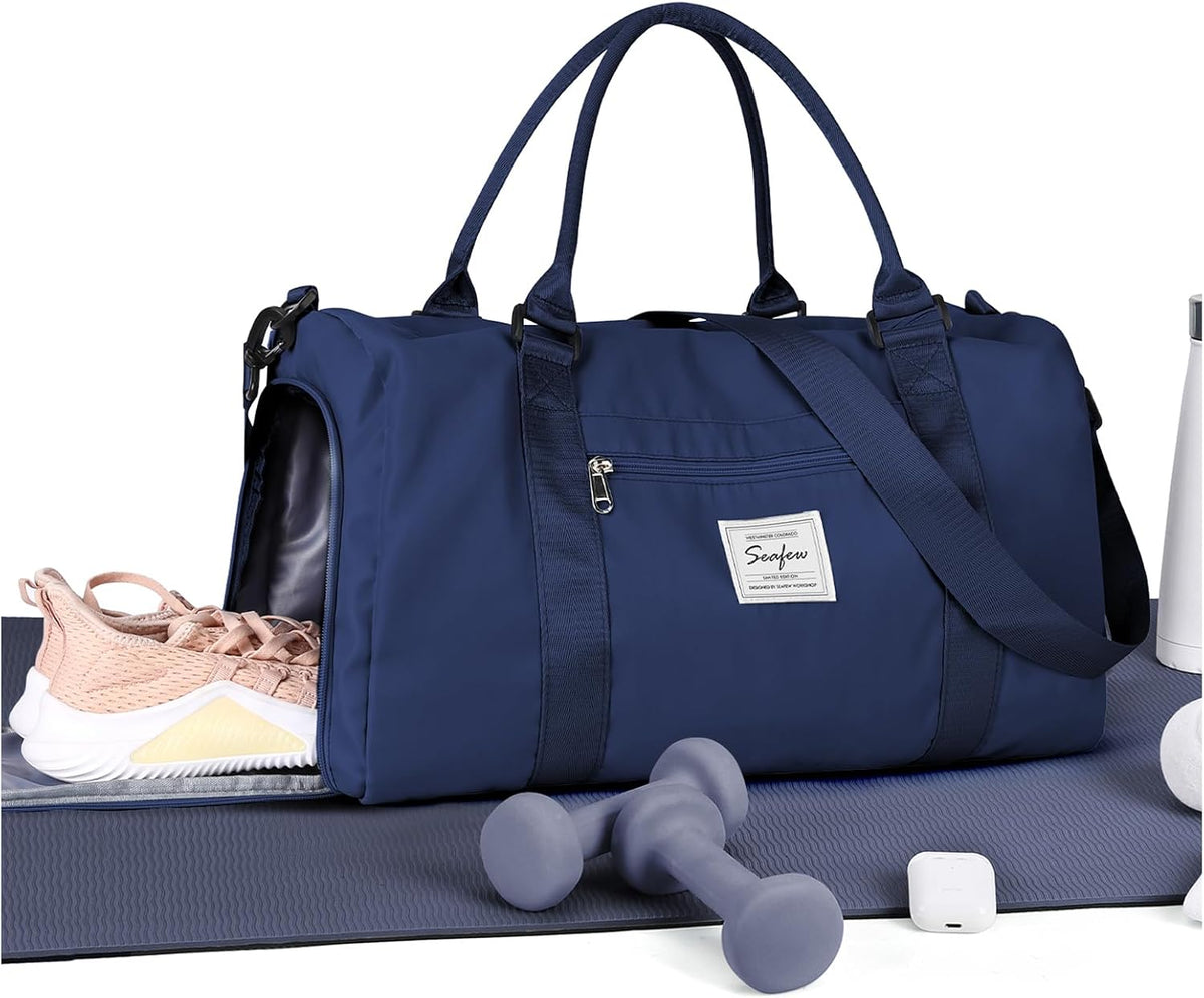 Gym Bag Womens Mens with Shoes Compartment and Wet Pocket Travel Duffel Bag for Women for Plane Sport Gym Tote Bags Swimming Yoga Waterproof Weekend Overnight Carry on Bag Hospital Holdalls