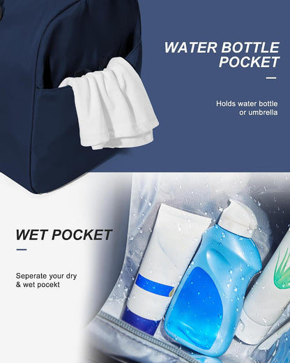 Gym Bag Womens Mens with Shoes Compartment and Wet Pocket Travel Duffel Bag for Women for Plane Sport Gym Tote Bags Swimming Yoga Waterproof Weekend Overnight Carry on Bag Hospital Holdalls
