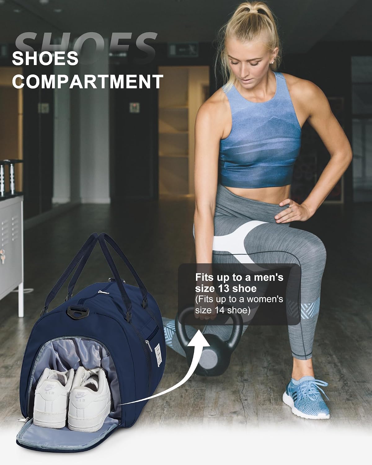 Gym Bag Womens Mens with Shoes Compartment and Wet Pocket Travel Duffel Bag for Women for Plane Sport Gym Tote Bags Swimming Yoga Waterproof Weekend Overnight Carry on Bag Hospital Holdalls