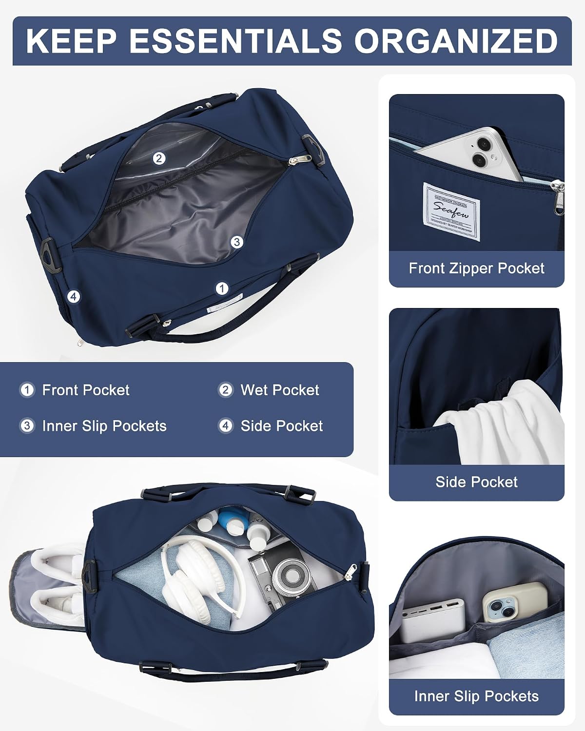 Gym Bag Womens Mens with Shoes Compartment and Wet Pocket Travel Duffel Bag for Women for Plane Sport Gym Tote Bags Swimming Yoga Waterproof Weekend Overnight Carry on Bag Hospital Holdalls