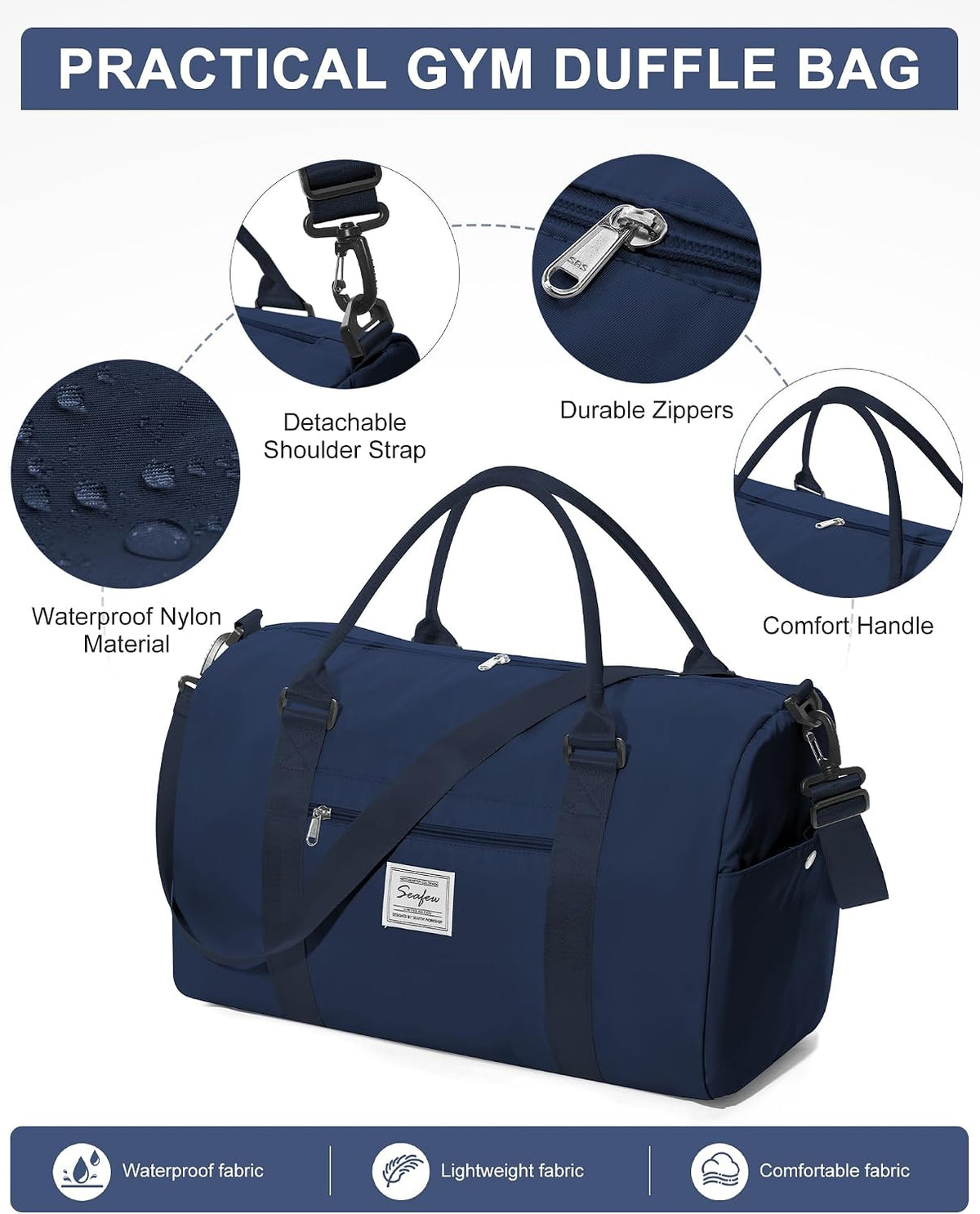 Gym Bag Womens Mens with Shoes Compartment and Wet Pocket Travel Duffel Bag for Women for Plane Sport Gym Tote Bags Swimming Yoga Waterproof Weekend Overnight Carry on Bag Hospital Holdalls