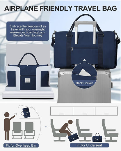 Gym Bag Womens Mens with Shoes Compartment and Wet Pocket Travel Duffel Bag for Women for Plane Sport Gym Tote Bags Swimming Yoga Waterproof Weekend Overnight Carry on Bag Hospital Holdalls