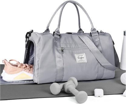 Gym Bag Womens Mens with Shoes Compartment and Wet Pocket Travel Duffel Bag for Women for Plane Sport Gym Tote Bags Swimming Yoga Waterproof Weekend Overnight Carry on Bag Hospital Holdalls